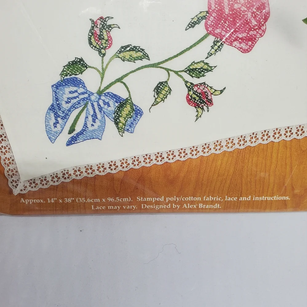 Bucilla Special Edition Elegant Rose Dresser Scarf #64828 Lot Of 2 New